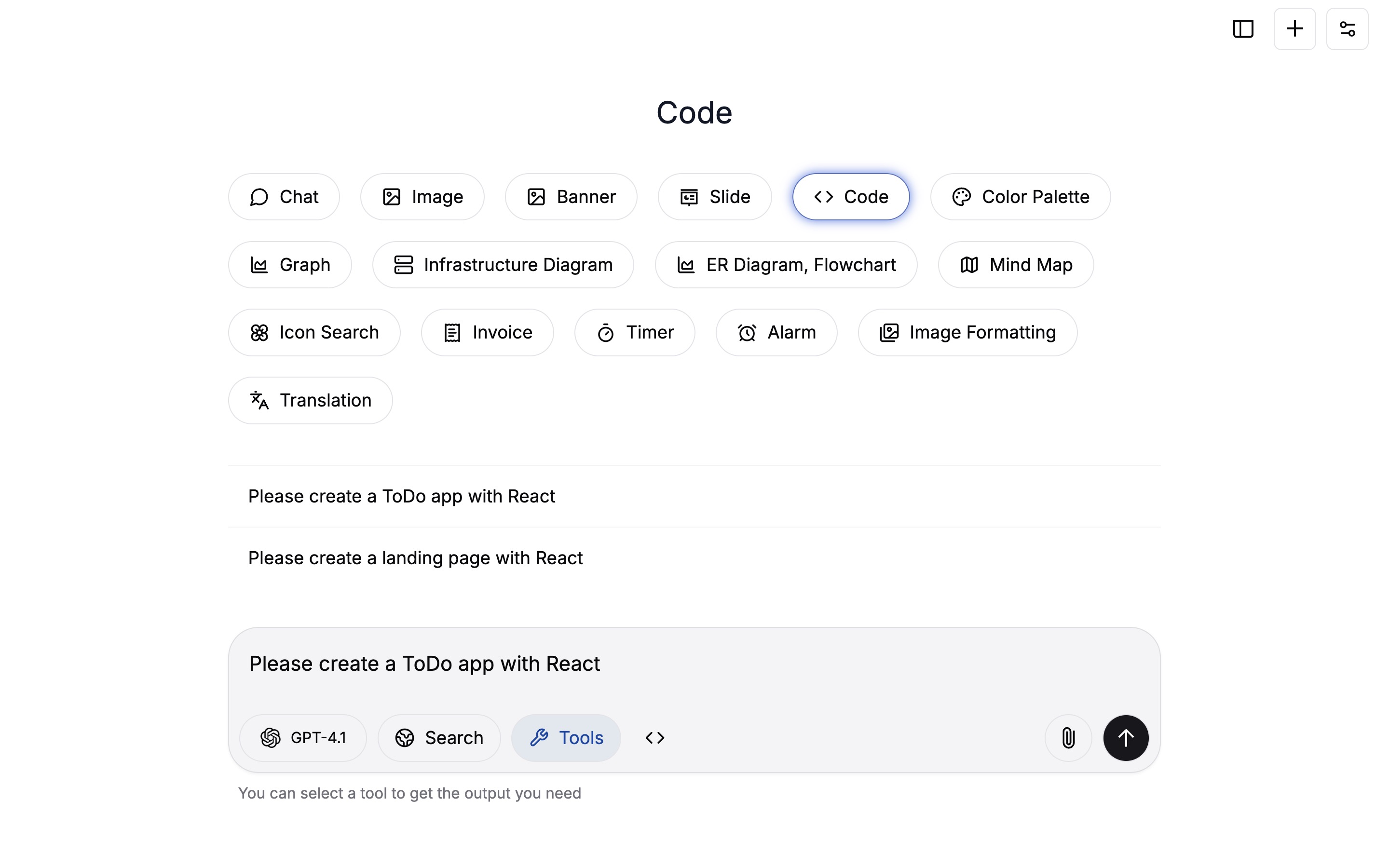 Selecting the Code Generator Tool