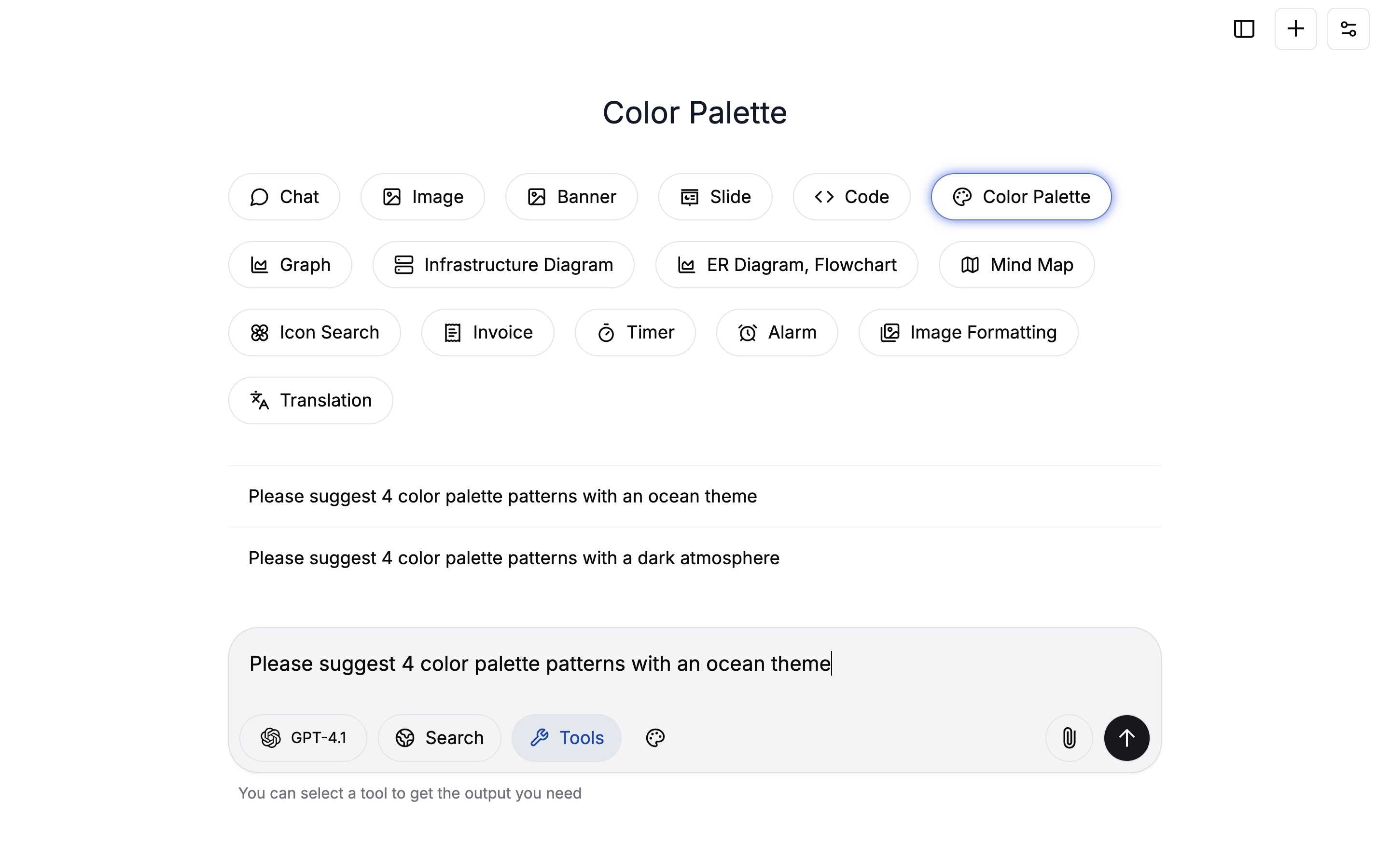 Selecting the Color Palette Generator Tool