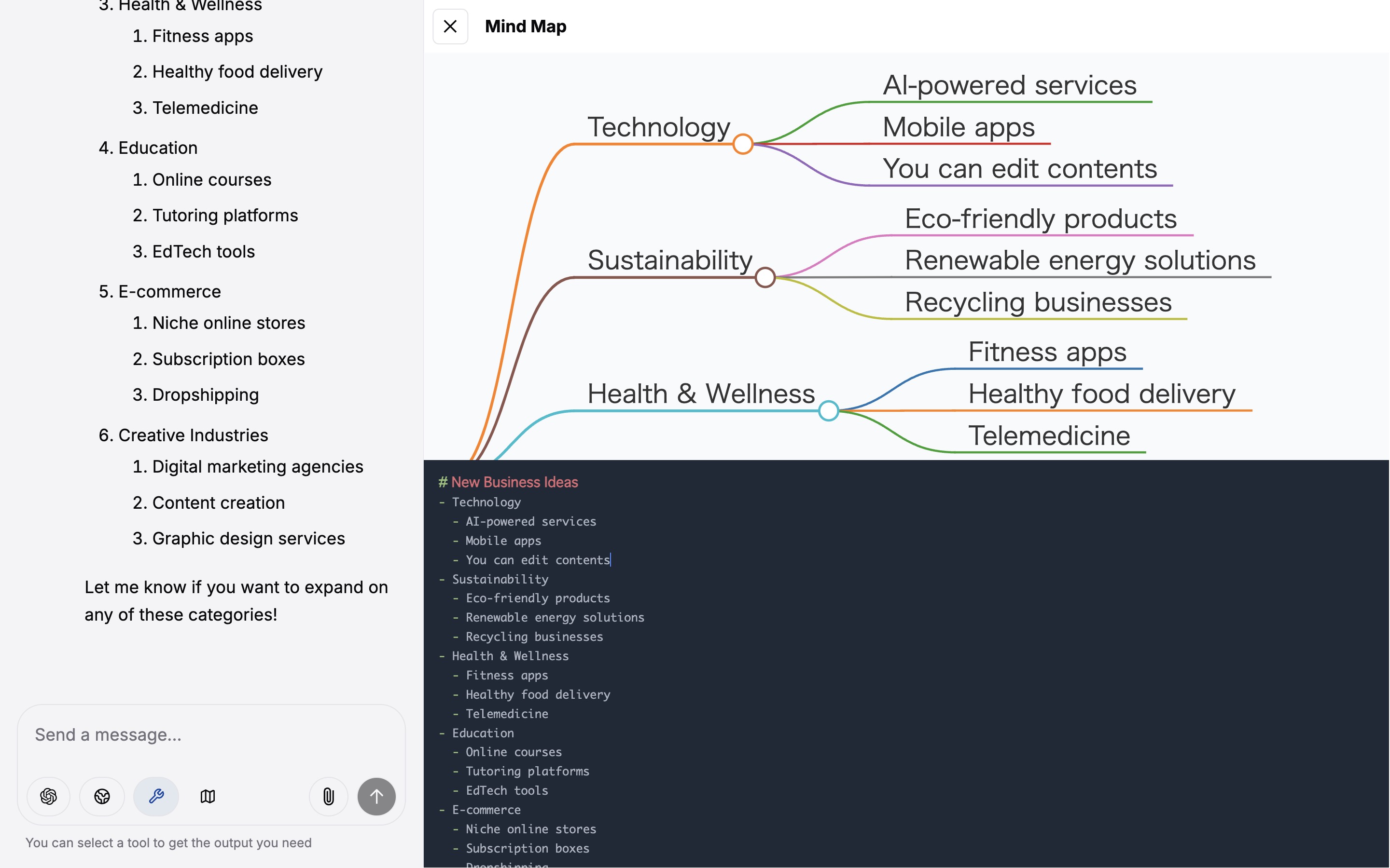 Editing the Mindmap