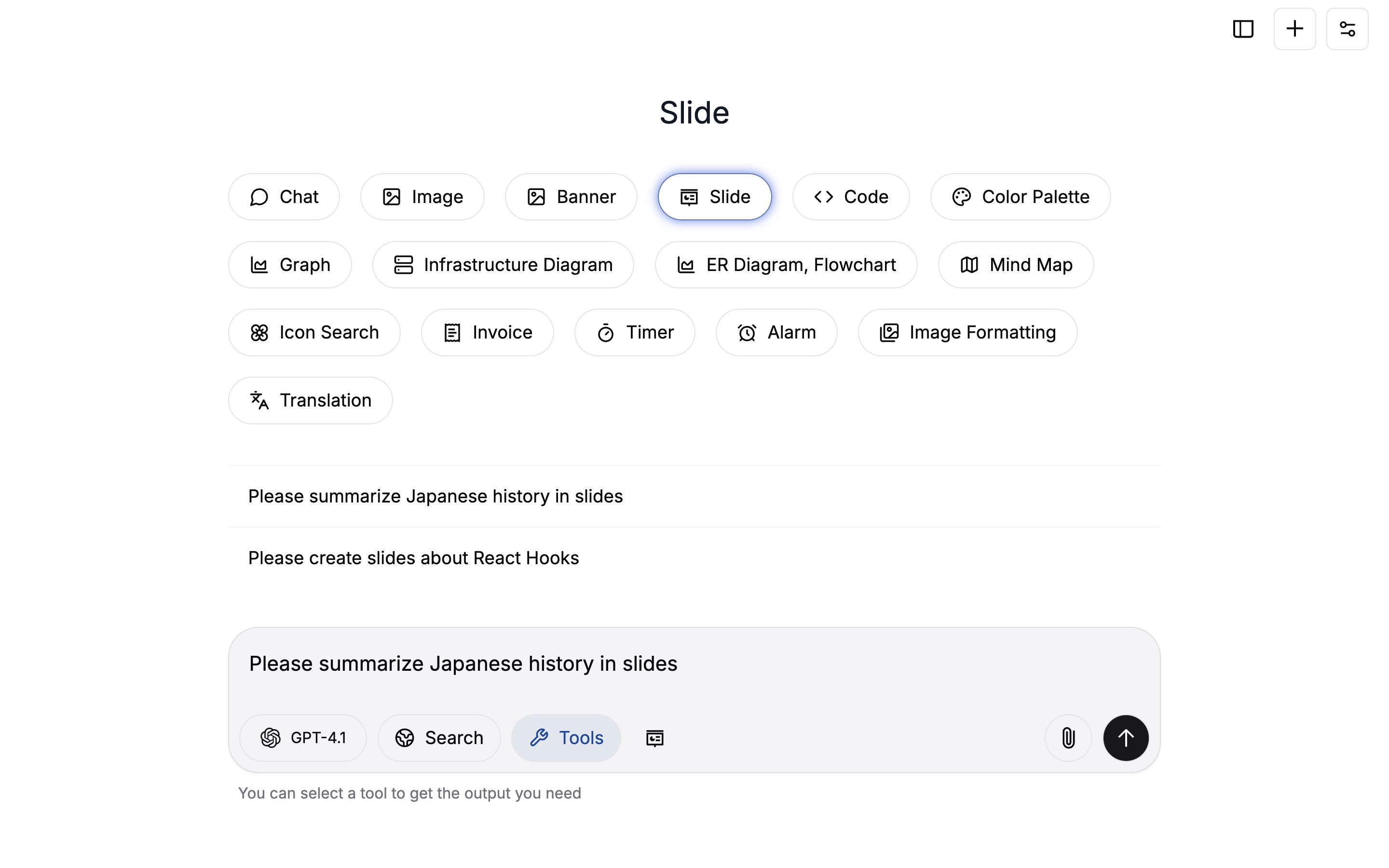 Selecting the Slide Generator Tool